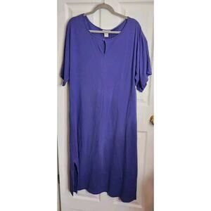 Joan Vass Solid Periwinkle 100% Cotton Comfort Dress Midi‎ EUC Women's Size 2P